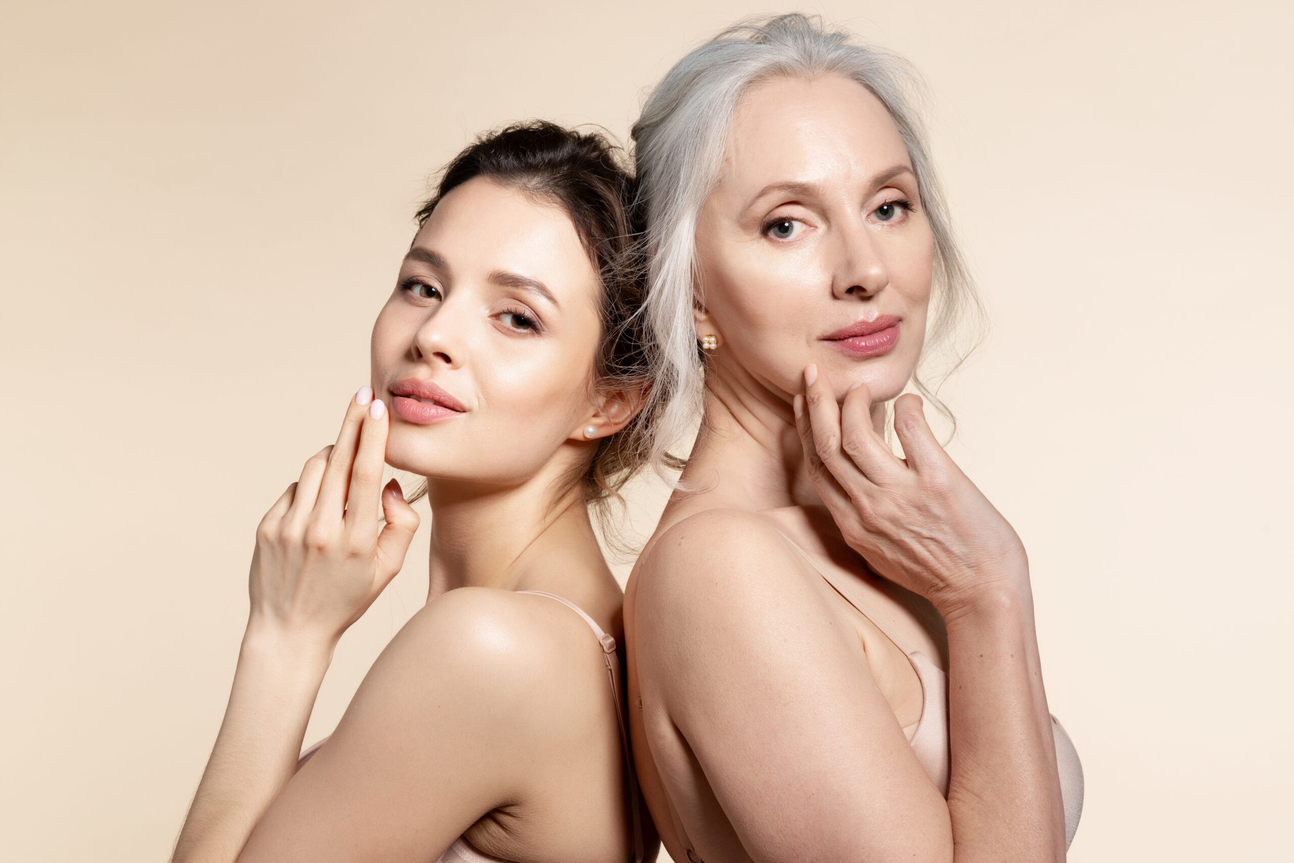 Portrait of senior and young woman Portrait of senior and young woman